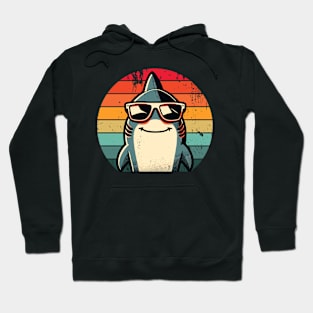 Cool Retro Shark in Sunglasses 70s 80s 90s Funny Shark Hoodie